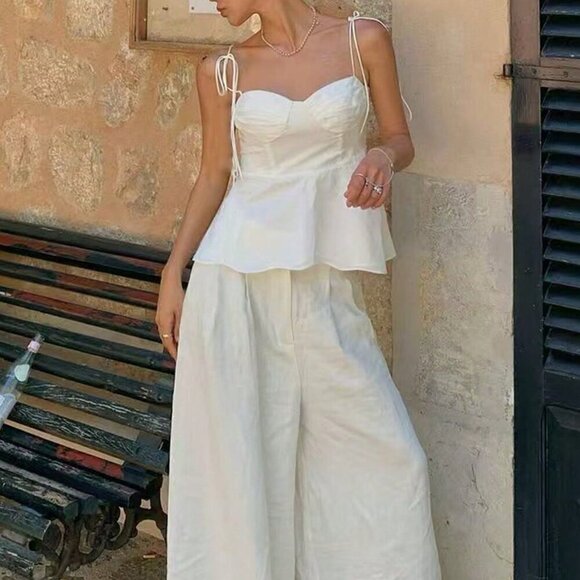 White Casual Womens Sleeveless Ruffled Hem Tube Camisole Top - Picture 5 of 7